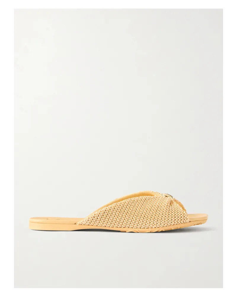 Loewe Paula's Ibiza Pebble Raffia-effect Sandals Slides - Neutrals Neutrals