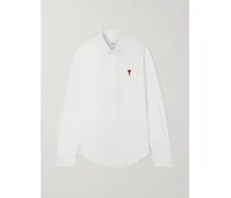 Hemd Aus Baumwoll-oxford Mit Stickerei - Weiß