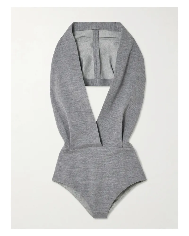 Balmain Rückenfreier Body Aus Jersey Aus Einer Wollmischung Mit Kapuze - Grau Grau
