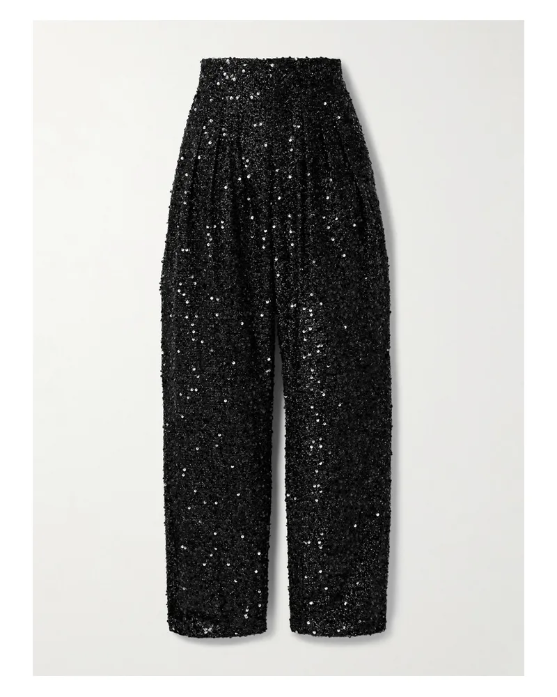 Isabel Marant Aras Bundfaltenhose Aus Metallic-tüll Mit Pailletten - Schwarz Schwarz