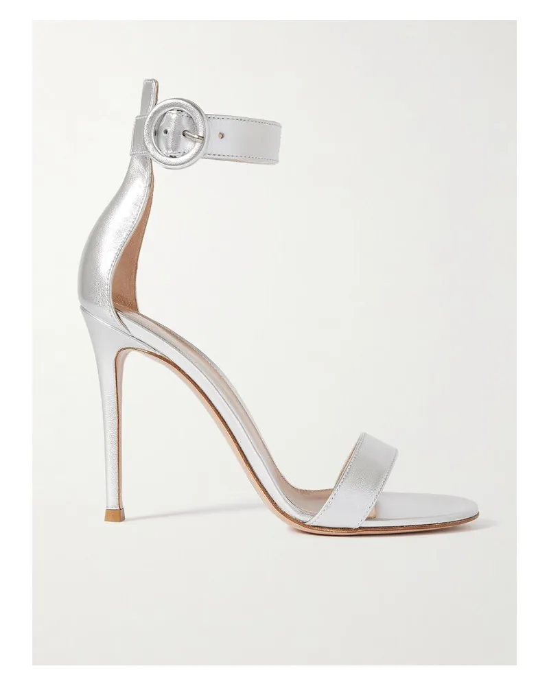 Gianvito Rossi Portofino 105 Sandalen Aus Metallic-leder - Silber Silber
