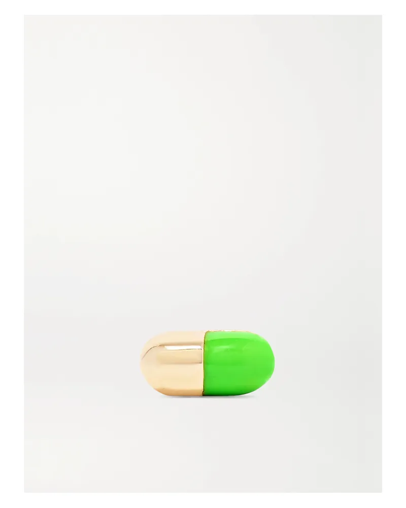 Alison Lou Tiny Pill Ohrring Aus 14 Karat Gold Mit Emaille - Grün Grün