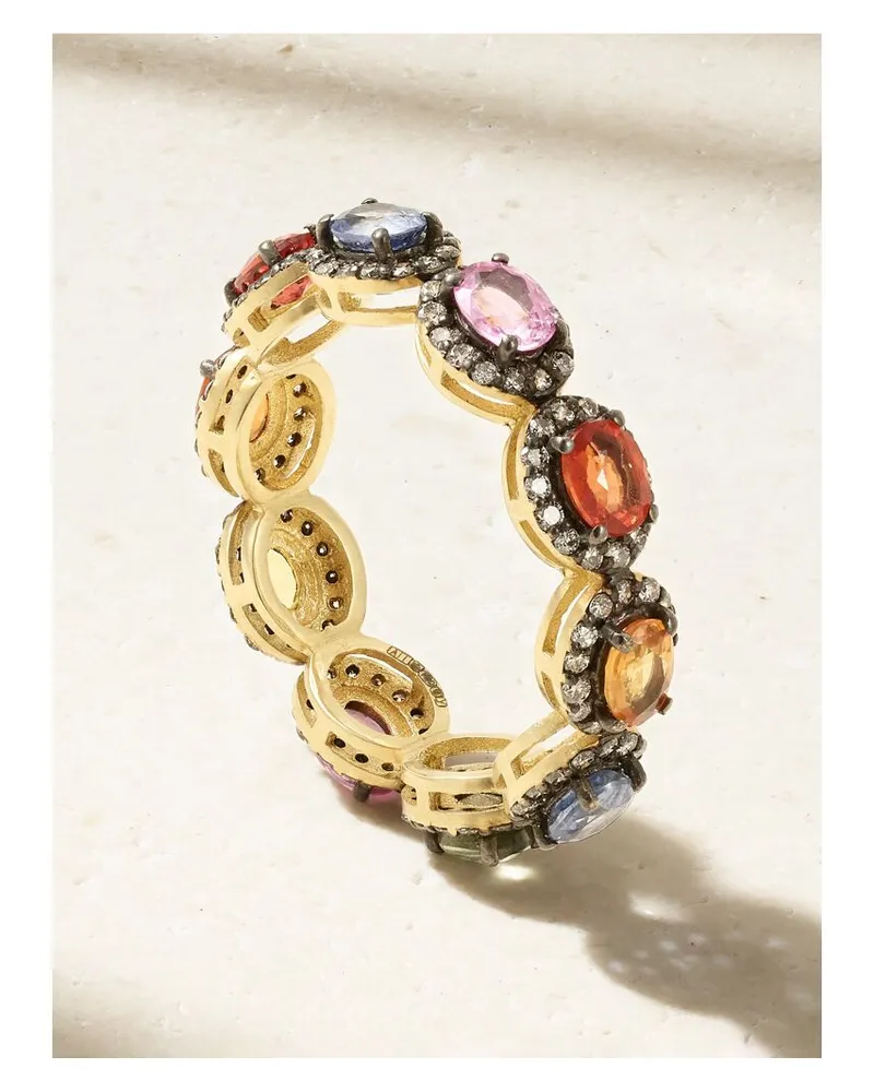 Amrapali Ring Aus 18 Karat Gold Mit Saphiren Und Diamanten Gold