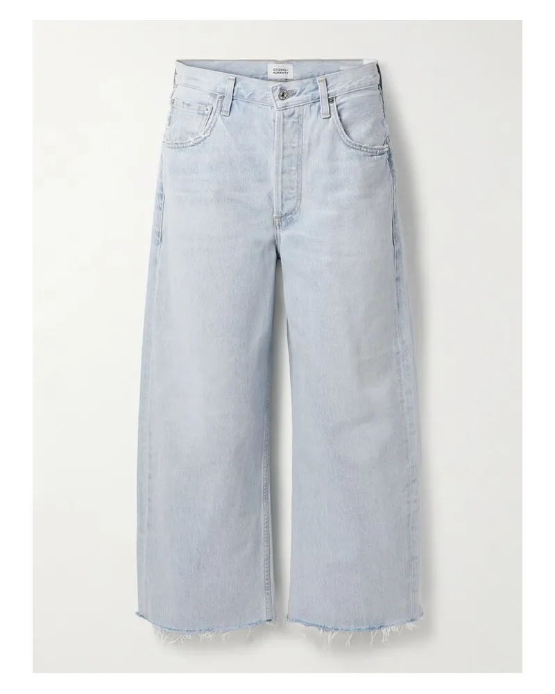 Citizens of humanity Ayla Verkürzte, Hoch Sitzende Jeans Mit Weitem Bein Und Fransen - Blau Blau
