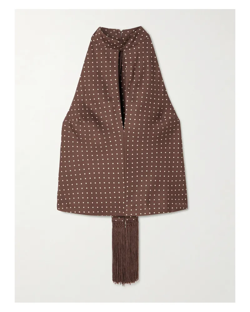 Posse Phoebe Polka-dot Tencel™ Lyocell Halterneck Top - Brown Brown