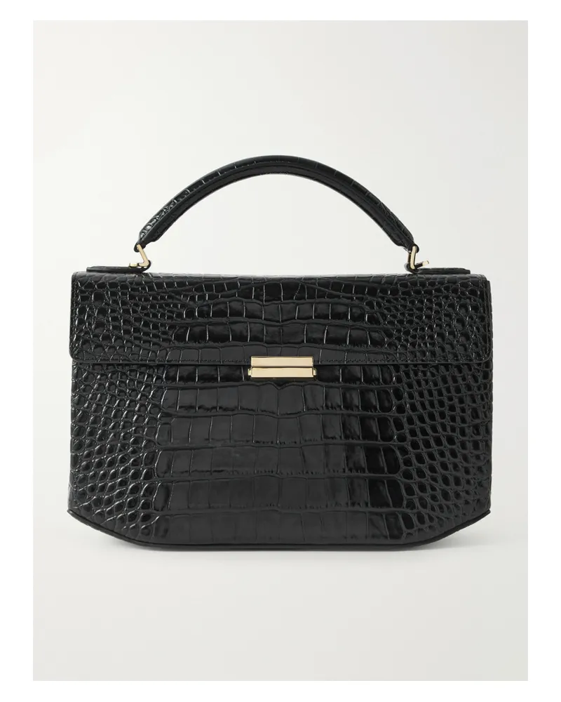 Totême Clip Croc-effect Leather Shoulder Bag - Black Black