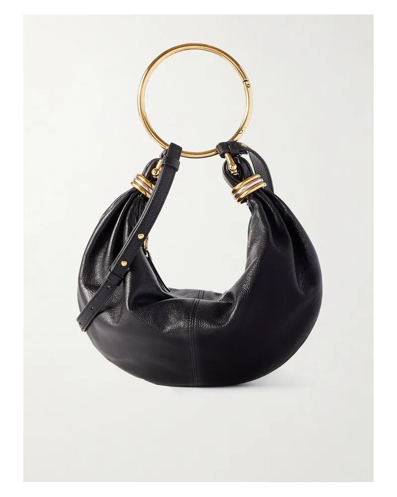 Chloé Bracelet Schultertasche Aus Strukturiertem Glanzleder Mit Verzierungen - Schwarz Schwarz
