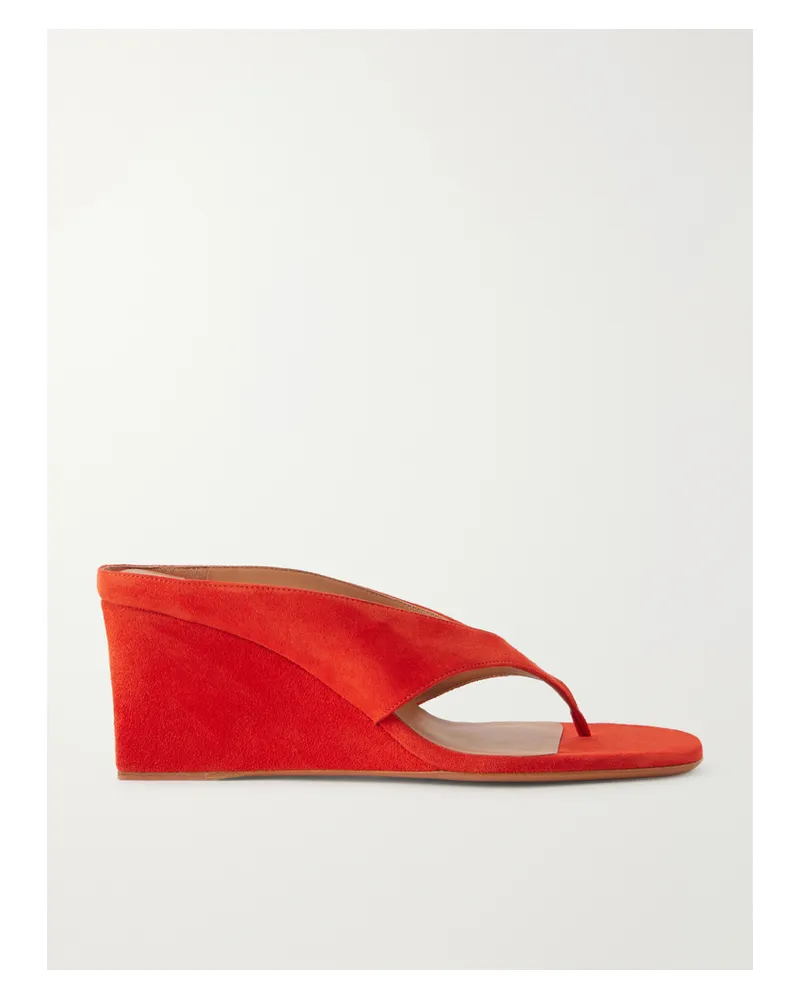 Alaïa Tong 75 Zehensandalen Aus Veloursleder Mit Keilabsatz - Orange Orange