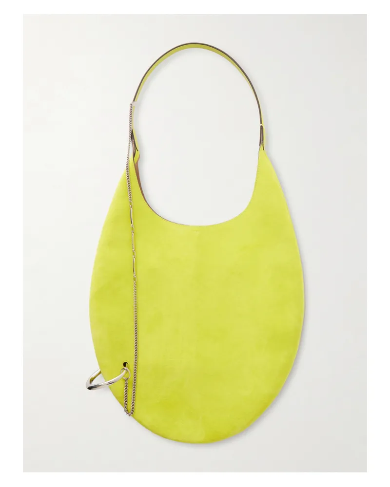 Tory Burch Pierced Embellished Suede Shoulder Bag - Green Green