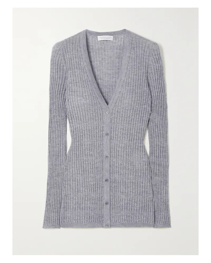 Gabriela Hearst Emma Pointelle-knit Cashmere And Silk-blend Cardigan - Gray Gray