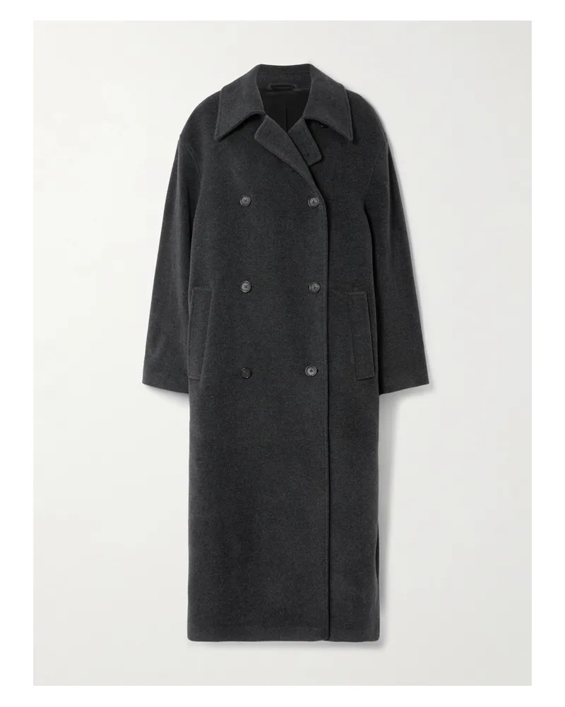 Totême Shield Doppelreihiger Oversized-mantel Aus Einer Wollmischung - Grau Grau