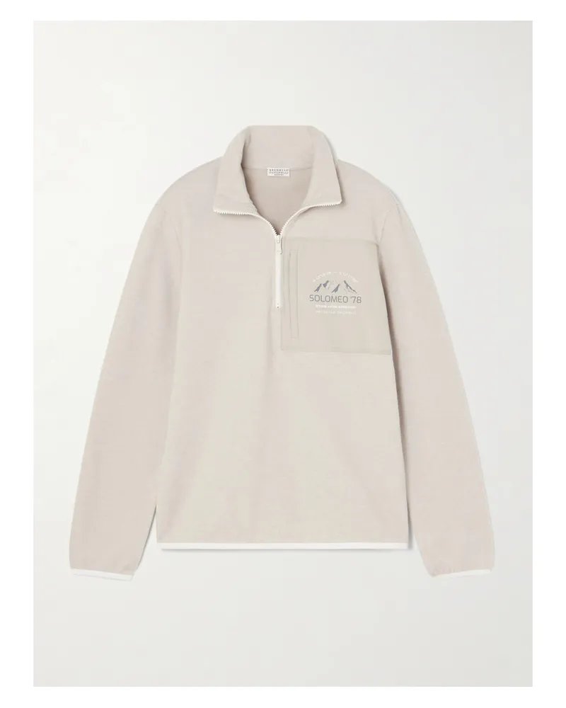 Brunello Cucinelli Sweatshirt Aus Einer Kaschmirmischung Mit Shell-besatz Und Print - Neutral Neutral