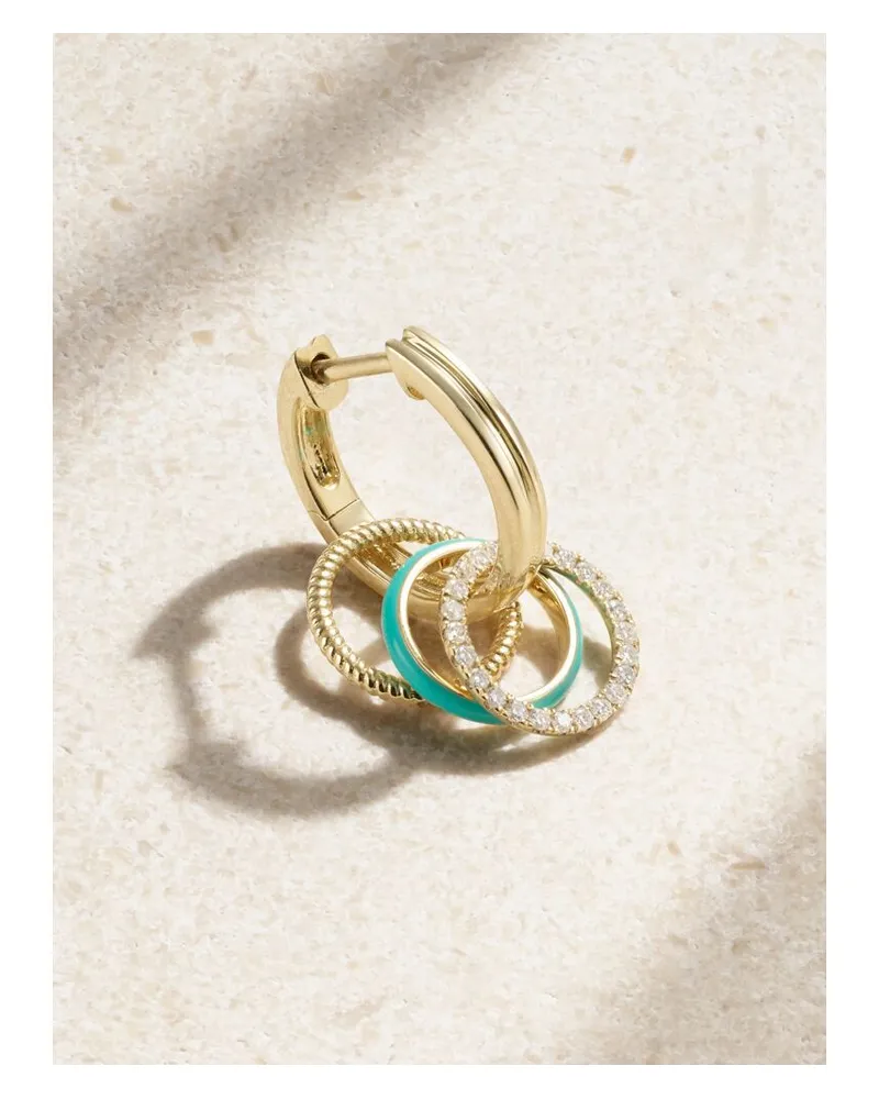 Yvonne Léon Einzelne Creole Aus 9 Karat Gold Mit Emaille Und Diamanten Gold