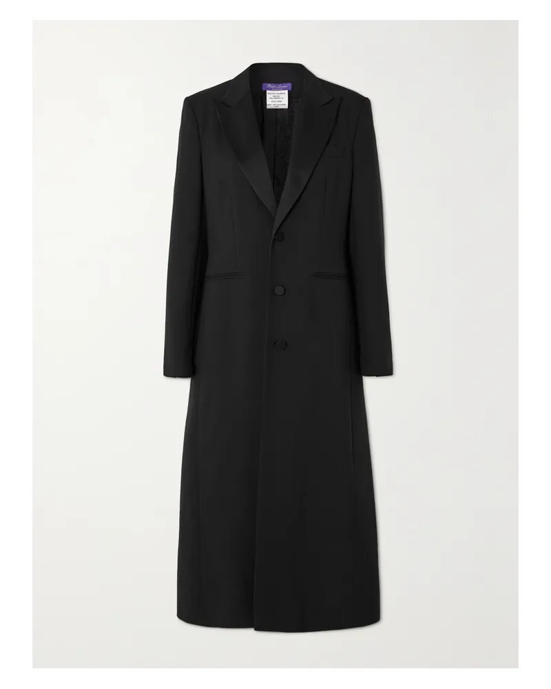 Ralph Lauren Gatlin Mantel Aus Einer Woll-seidenmischung Mit Besatz Aus Seidensatin - Schwarz Schwarz