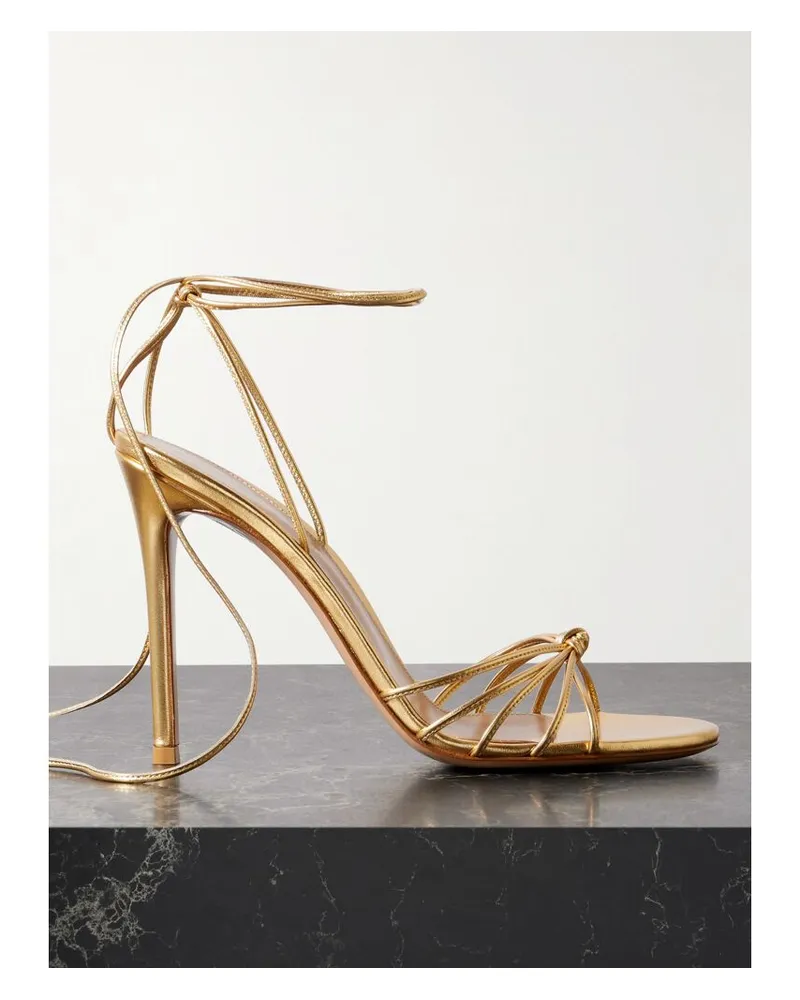 Gianvito Rossi 85 Schnürsandalen Aus Metallic-leder - Gold Gold