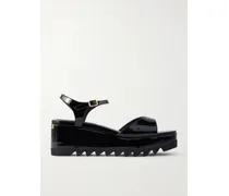 Elyse Patent Platform Sandals - Black
