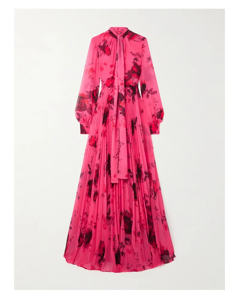 Erdem Robe Aus Voile Mit Blumenprint Und Schluppe - Rot Rot
