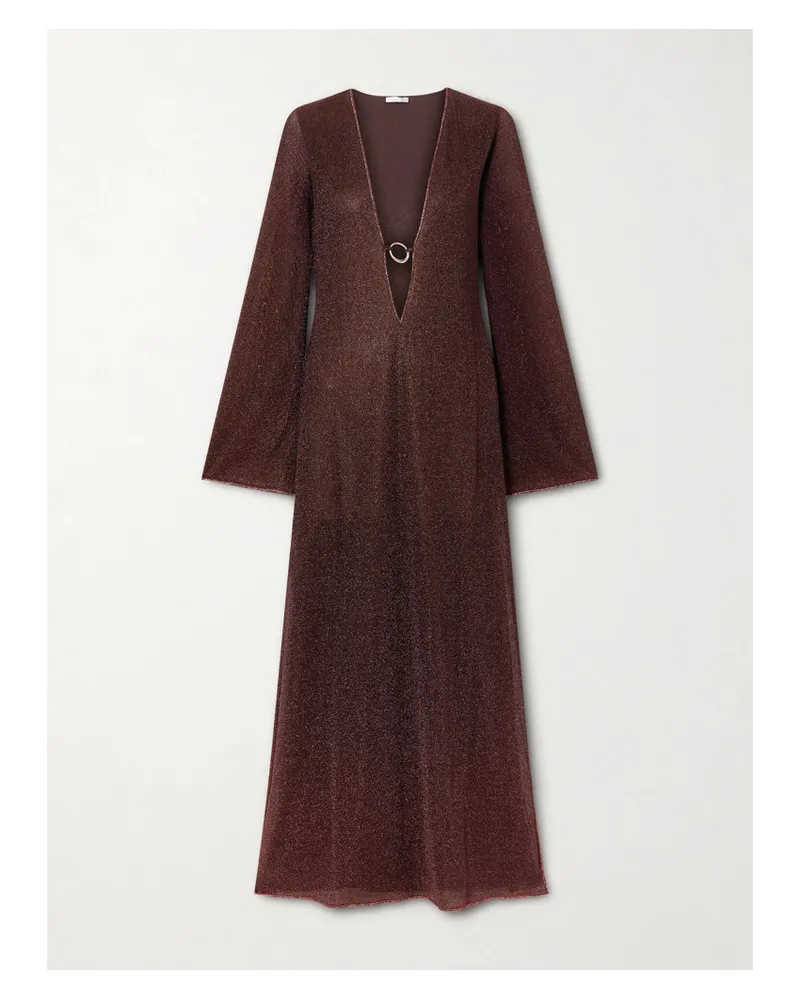 Oséree Lumière Kaftan Aus Metallic-stretch-strick - Braun Braun