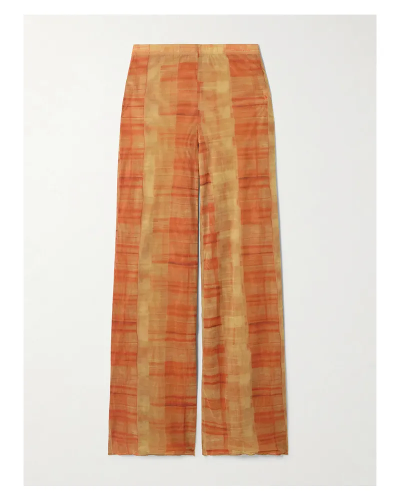 SIR Ferrera Hose Mit Geradem Bein Aus Kariertem Stretch-tüll - Orange Orange