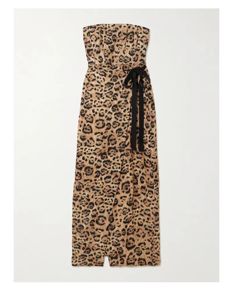 AGUA BENDITA Cinéfila Trägerloses Midikleid Aus Jersey Mit Leopardenprint Und Wickeleffekt - Animal-Print Animal-print