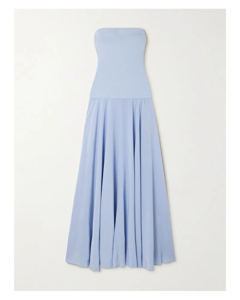 Esse Studios Illi Trägerloses Maxikleid Aus Stretch-strick Und Seiden-crêpe - Blau Blau