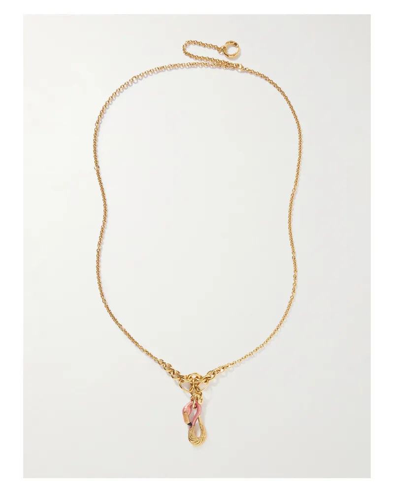 Chloé Gold-tone And Enamel Necklace - Pink Pink