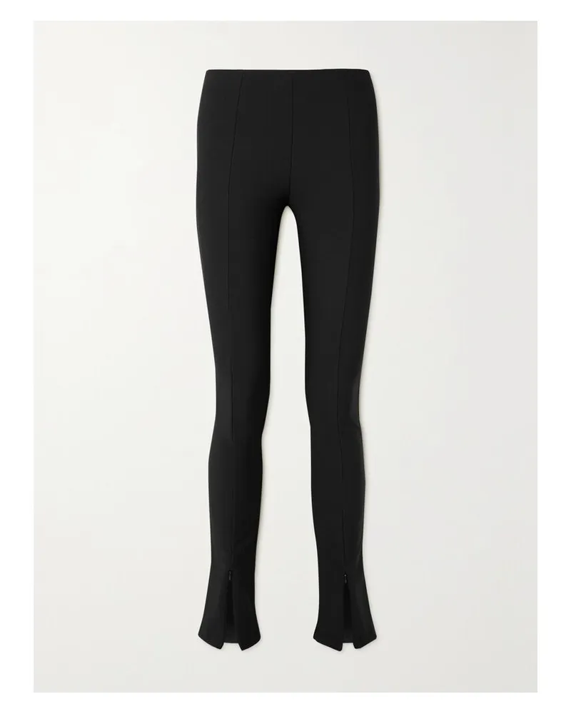 FRANKIE Shop Reya Leggings Mit Ausgestelltem Bein Aus Geripptem Stretch-jersey - Schwarz Schwarz