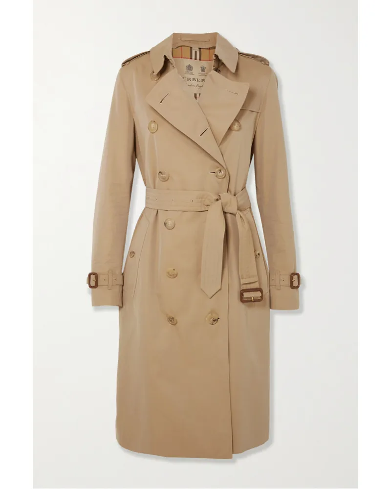 Burberry The Kensington Long Trenchcoat aus Biobaumwollgabardine Neutral