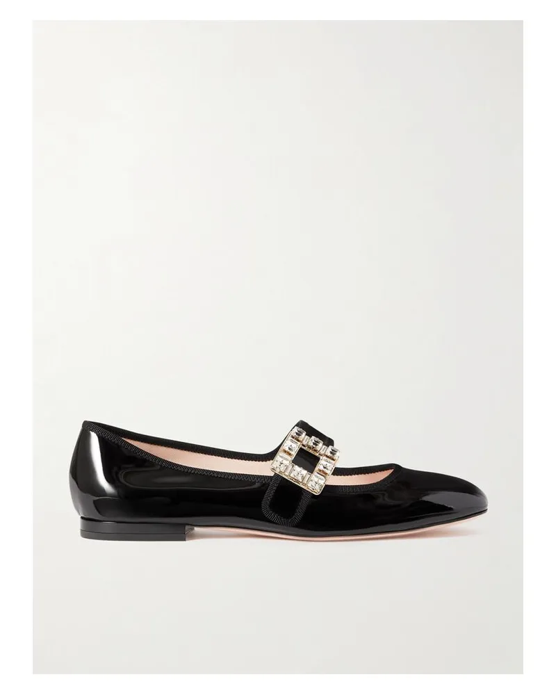 Roger Vivier Très Vivier Strass Babies Mary-jane-ballerinas Aus Lackleder Mit Kristallen - Schwarz Schwarz