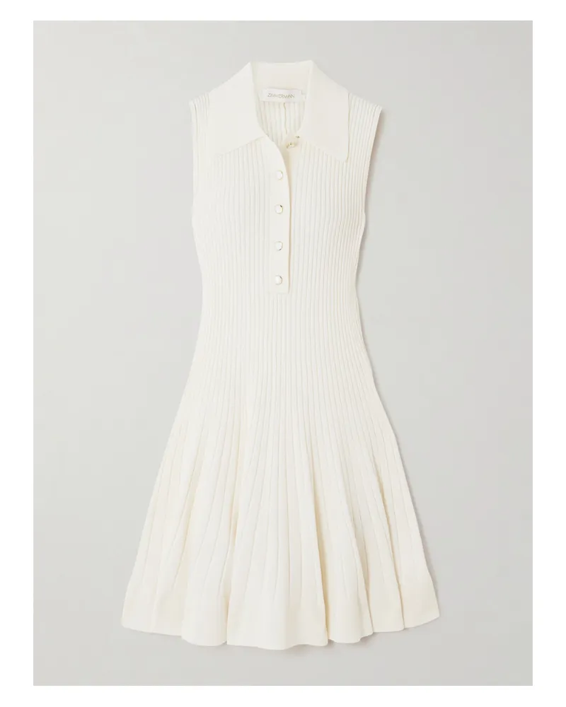 Zimmermann Minikleid Aus Rippstrick - Wollweiß Wollweiß