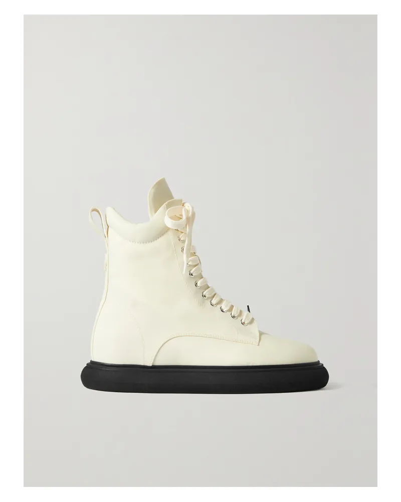 ATTICO Selene Schnürstiefel Aus Leder Und Shell Mit Logo - Weiß Weiß