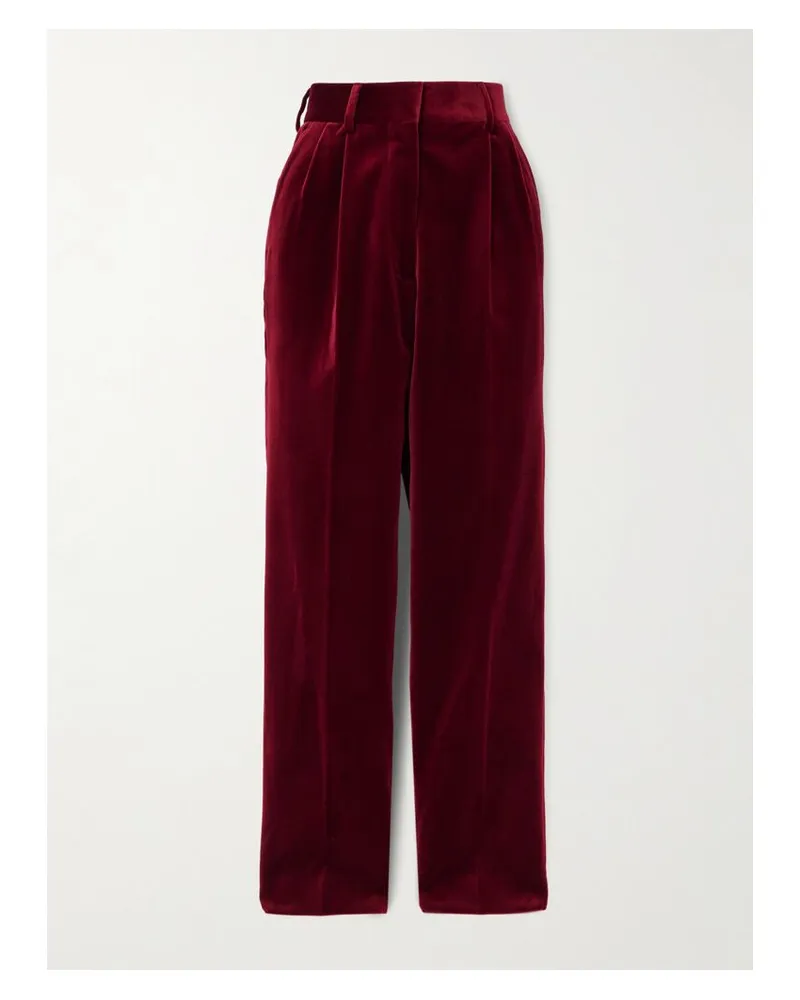Blazé Milano Fox Hose Mit Geradem Bein Aus Baumwollsamt Mit Falten - Burgunder Burgunder