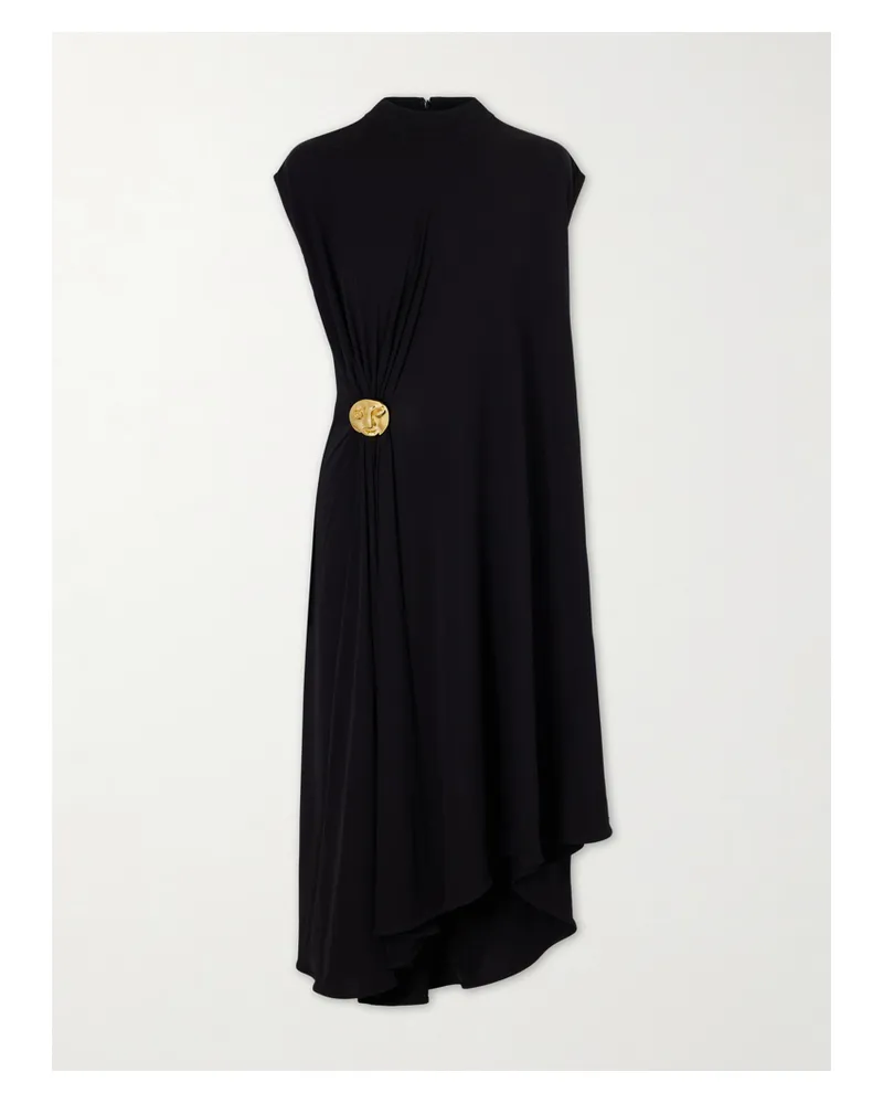 Bottega Veneta Embellished Jersey Midi Dress - Black Black