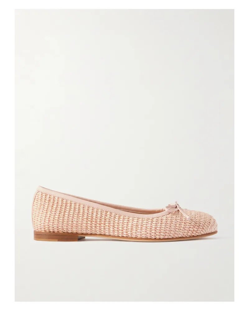 Manolo Blahnik Veralli Ballerinas Aus Raffiabast Mit Lederbesätzen - Pink Pink