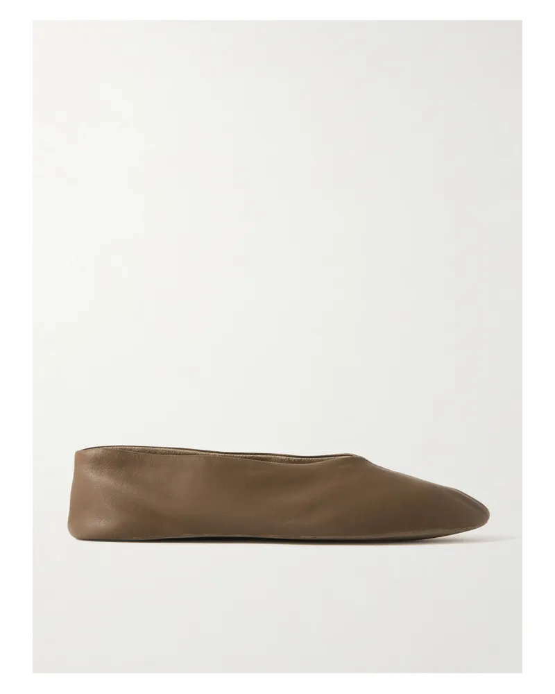 The Row Stella Leather Ballet Flats - Brown Brown