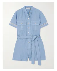 Chloé Playsuit aus Baumwoll-chambray Blau