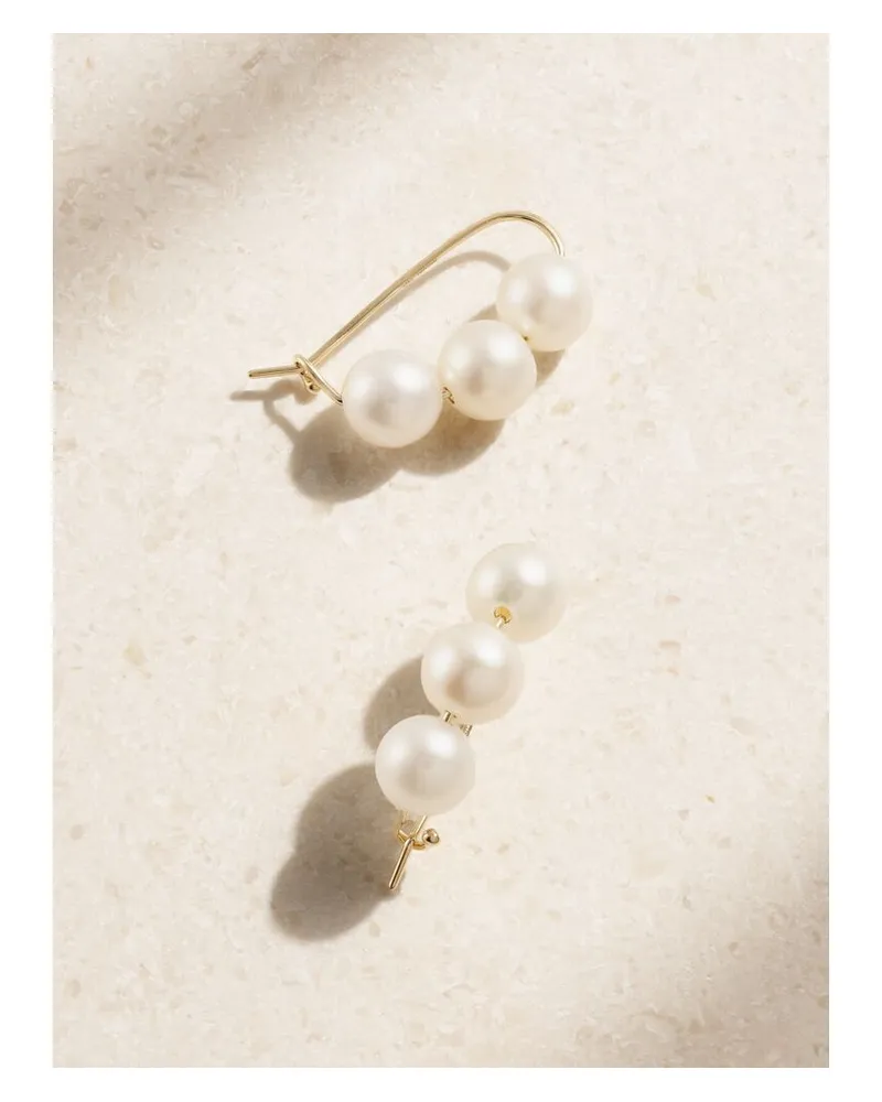 MIZUKI Creolen Aus 14 Karat Gold Mit Perlen Gold