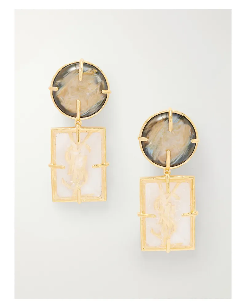 Saint Laurent Bo Rondes Et Rectangles Gold-tone Earrings Gold
