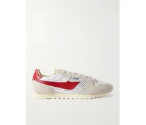 Windspin Brushed- Suede, Open-knit And Leather Sneakers - White