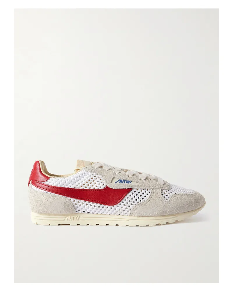 AUTRY Windspin Brushed- Suede, Open-knit And Leather Sneakers - White White