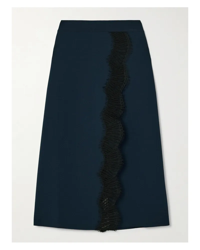 Stella McCartney Midirock Aus Jersey Mit Wickeleffekt Und Spitzenbesatz - Blau Blau