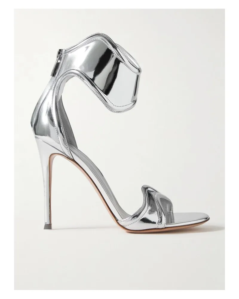 Gianvito Rossi Lucrezia 105 Sandalen Aus Leder Mit Spiegeleffekt - Silber Silber