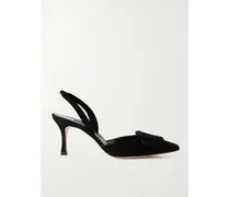 Maysli 70 Slingback-pumps Aus Veloursleder Mit Schnalle - Schwarz