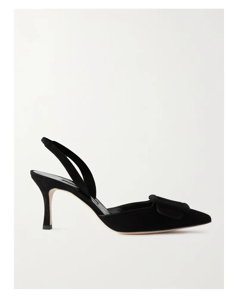 Manolo Blahnik Maysli 70 Slingback-pumps Aus Veloursleder Mit Schnalle - Schwarz Schwarz