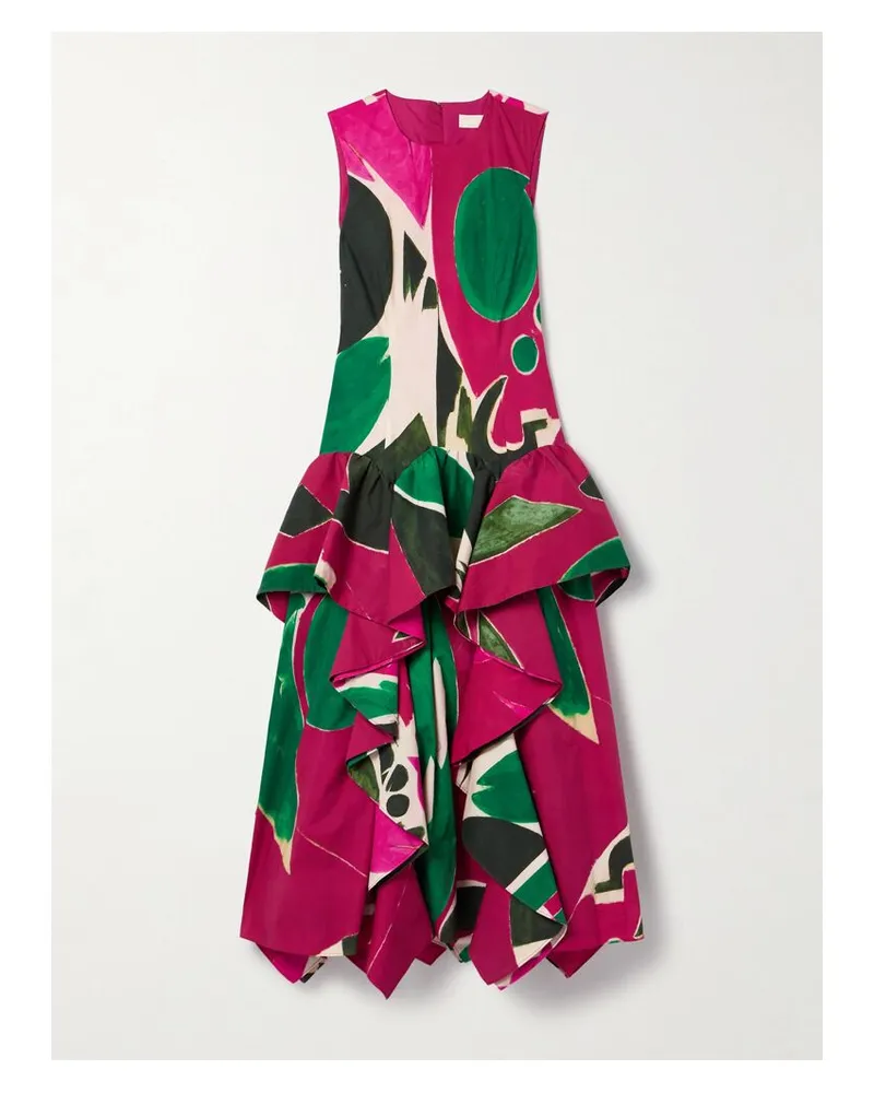 Ulla Johnson Lee Krasner Mural Robe Aus Bedruckter Baumwollpopeline Mit Volants - Pink Pink