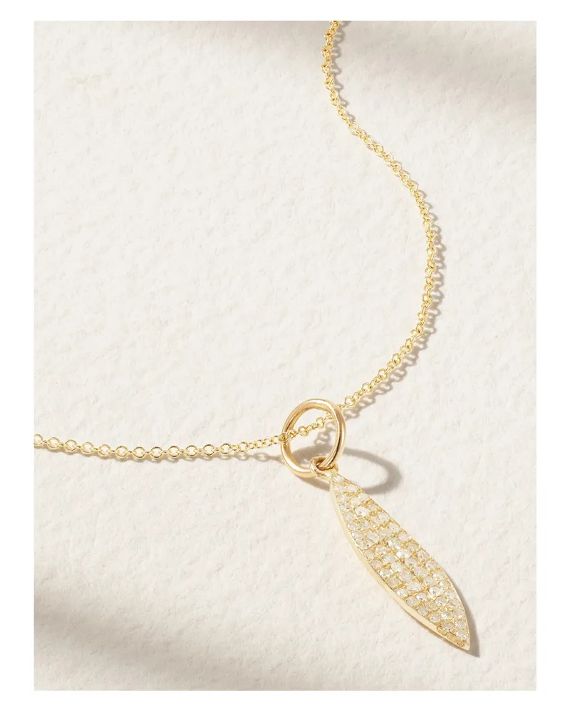 Ileana Makri Leaf Kette Aus 18 Karat Gold Mit Diamanten Gold