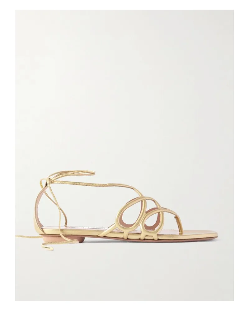 Aquazzura Torino Sandalen Aus Metallic-leder - Gold Gold