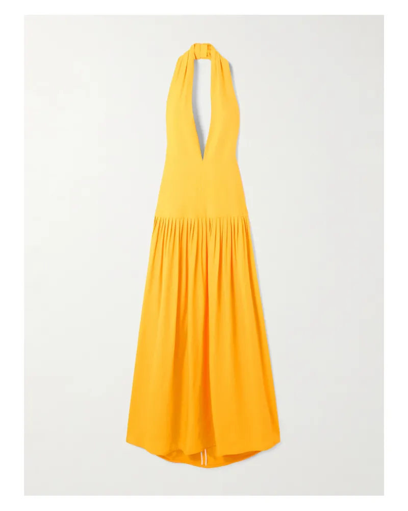 Proenza Schouler Tala Neckholder-maxikleid Aus Georgette Mit Falten - Gelb Gelb