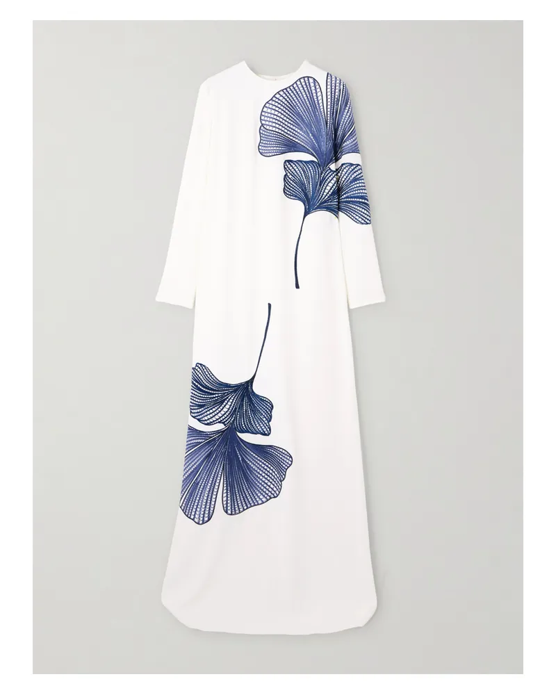 COSTARELLOS Austie Robe Aus Crêpe Mit Stickereien - Weiß Weiß