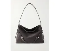 Voyou Medium Buckled Suede Shoulder Bag - Gray